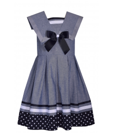 Bonnie Jean Blue Chambray Nautical Dress